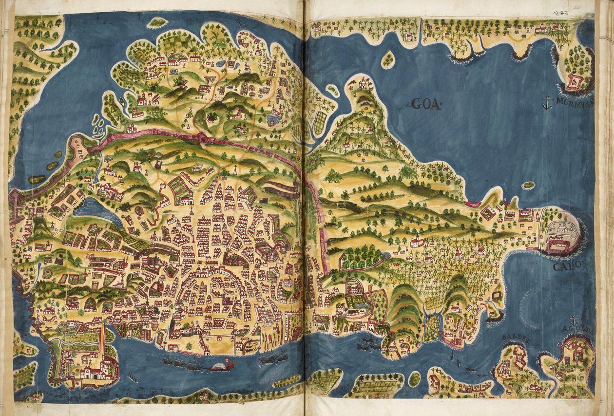 Portugalska ilustracja Goa, z rękopisu Livro do Estado da India Oriental Pedro Barreto de Resende, Sloane MS 197 autorstwa Pedro Barretto de Resende