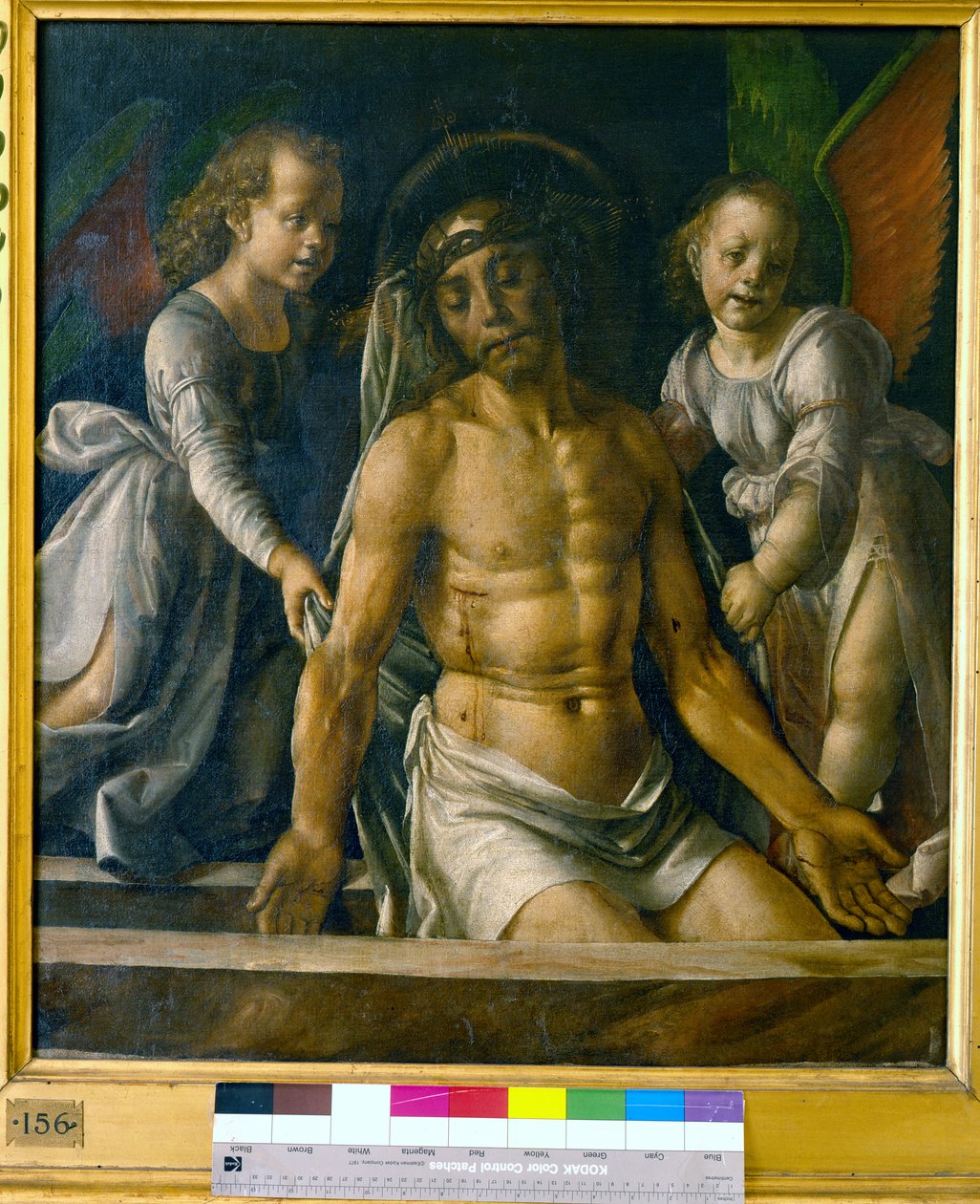Chrystus w grobie między dwoma aniołami, ok. 1480 autorstwa Pedro Berruguete