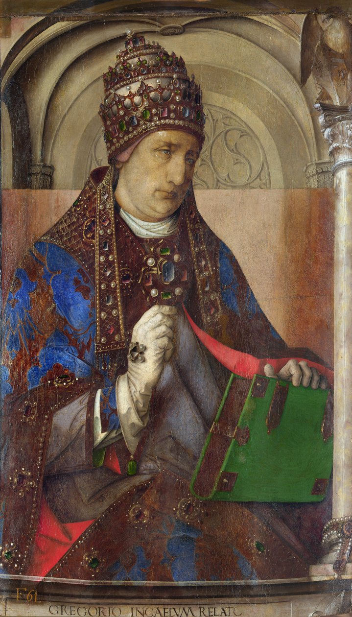 Portret św. Grzegorza I, ok.1473-1475 (olej na drewnie) autorstwa Pedro Berruguete