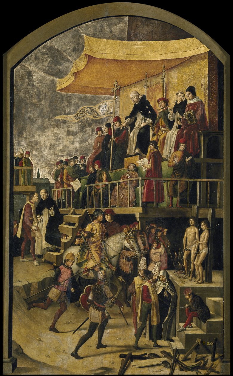 Św. Dominik przewodniczy Auto da Fe, ok. godz. 1495 autorstwa Pedro Berruguete