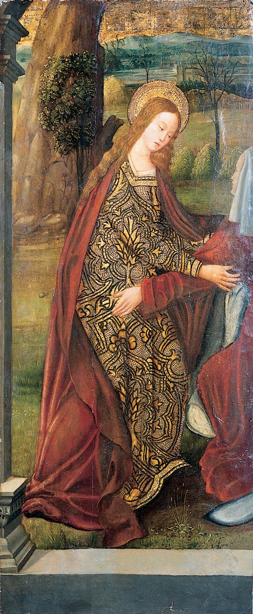 Nawiedzenie - skrzydło ołtarza, fragment (olej na złotym panelu podłogowym) autorstwa Pedro Berruguete