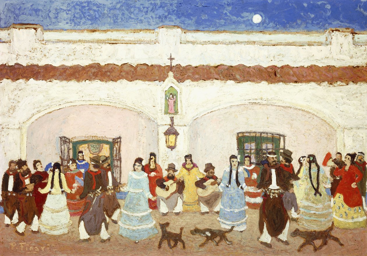 Taniec na patio; Baile en el Patio autorstwa Pedro Figari