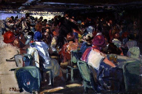 Scena kawiarniana (olej na pokładzie) autorstwa Pedro Ribera