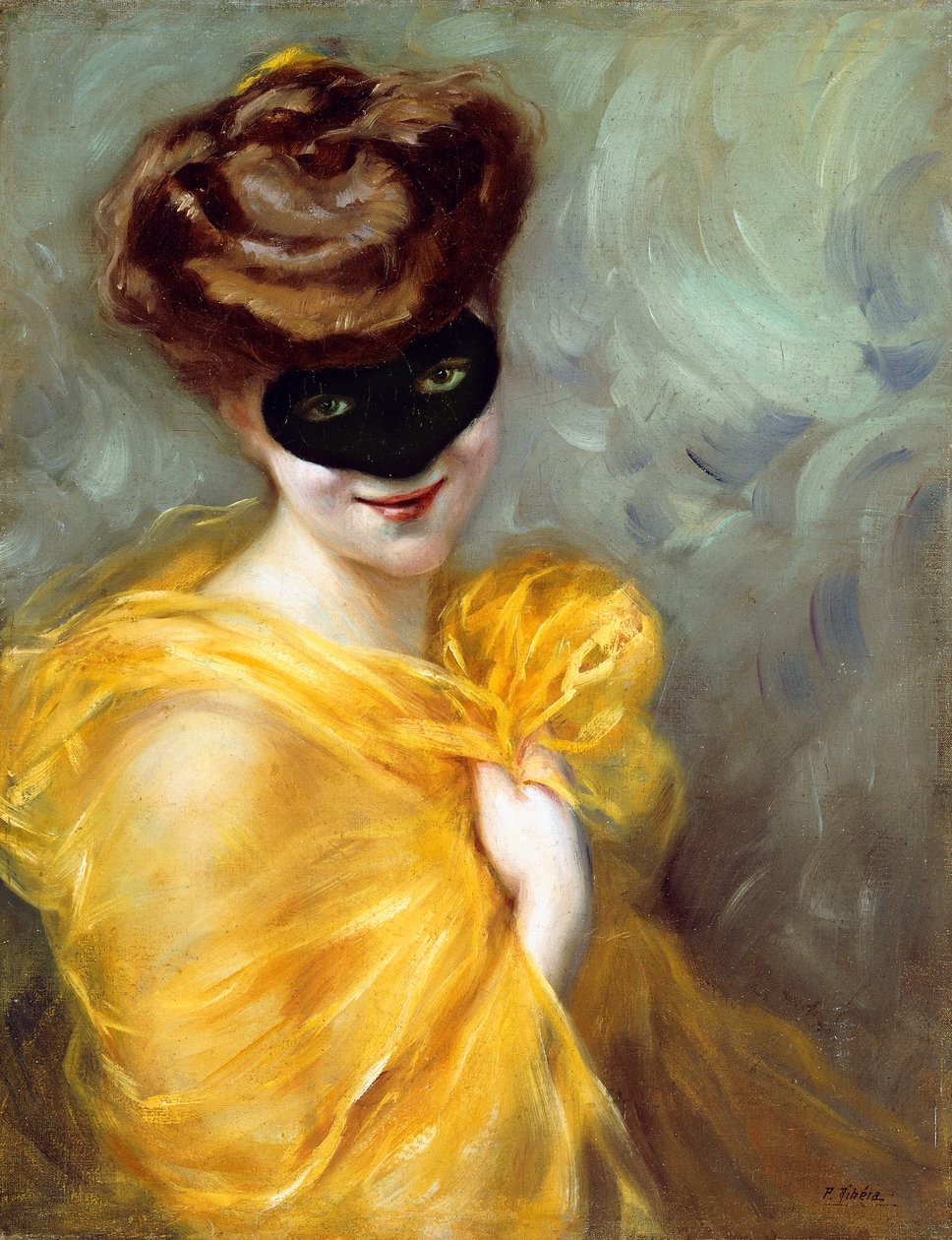 Portret damy z maską (olej na płótnie) autorstwa Pedro Ribera