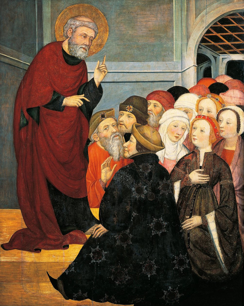 Głoszenie św. Piotra, Pedro Serra (czynny 1363-1399), tempera na desce autorstwa Pedro Serra