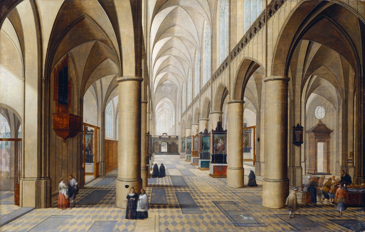 Wnętrze gotyckiego kościoła autorstwa Pieter the Elder Neeffs