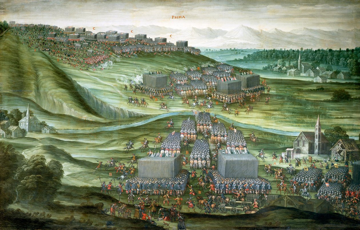 Rozmieszczenie wojsk na Białej Górze w pierwszej fazie bitwy pod Białą Górą w dniach 7-8 listopada 1620 r., obraz Pietera Snayersa (1592-1667) zachowany w kościele Santa Maria della Vittoria w Rzymie autorstwa Peeter Snayers