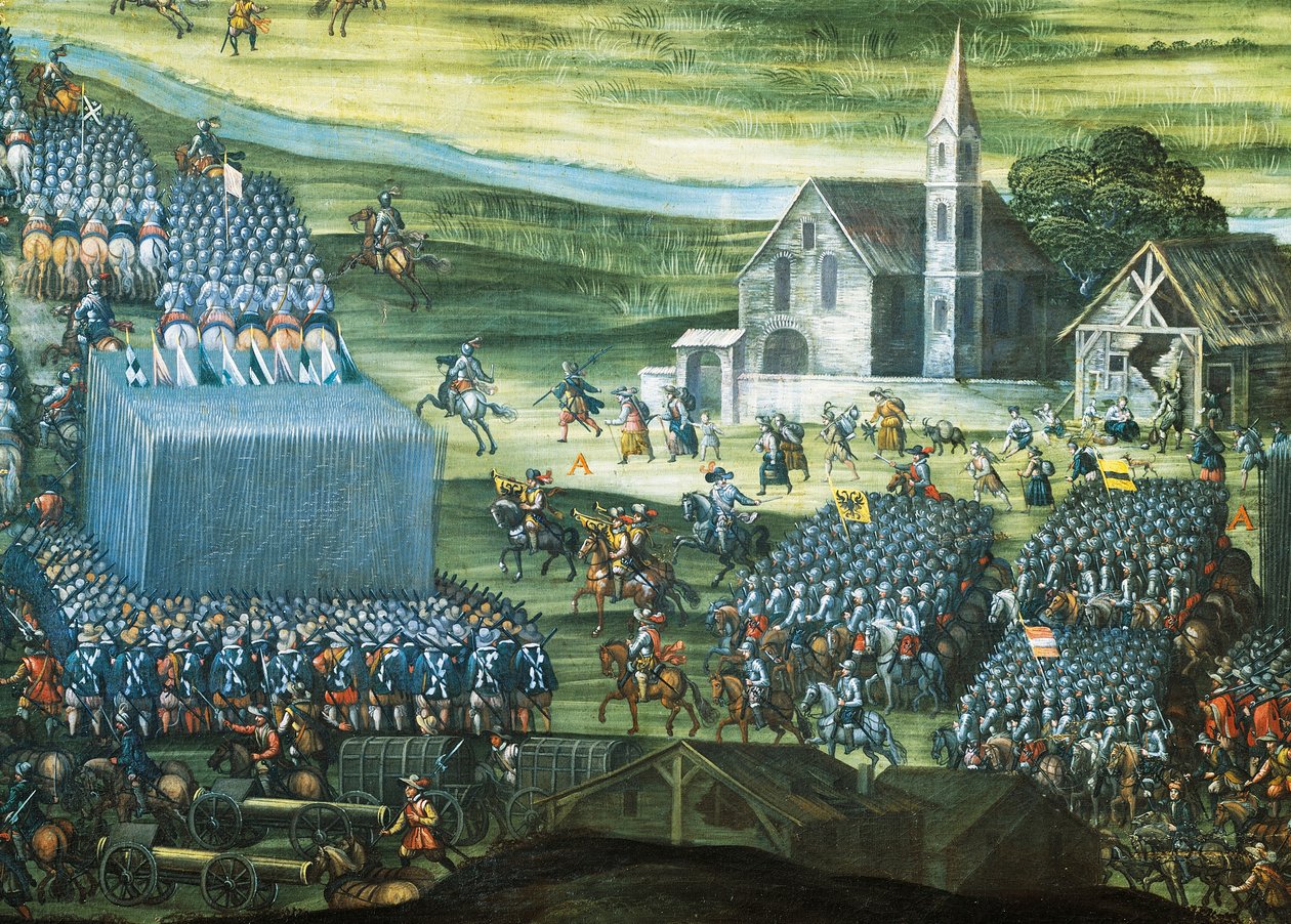 Bitwa pod Białą Górą pod Pragą w dniach 7-8 listopada 1620 r., obraz Pietera Snayersa (1592-1667) zachowany w Santa Maria della Vittoria w Rzymie. Szczegół. Wojna trzydziestoletnia, Czechy autorstwa Peeter Snayers