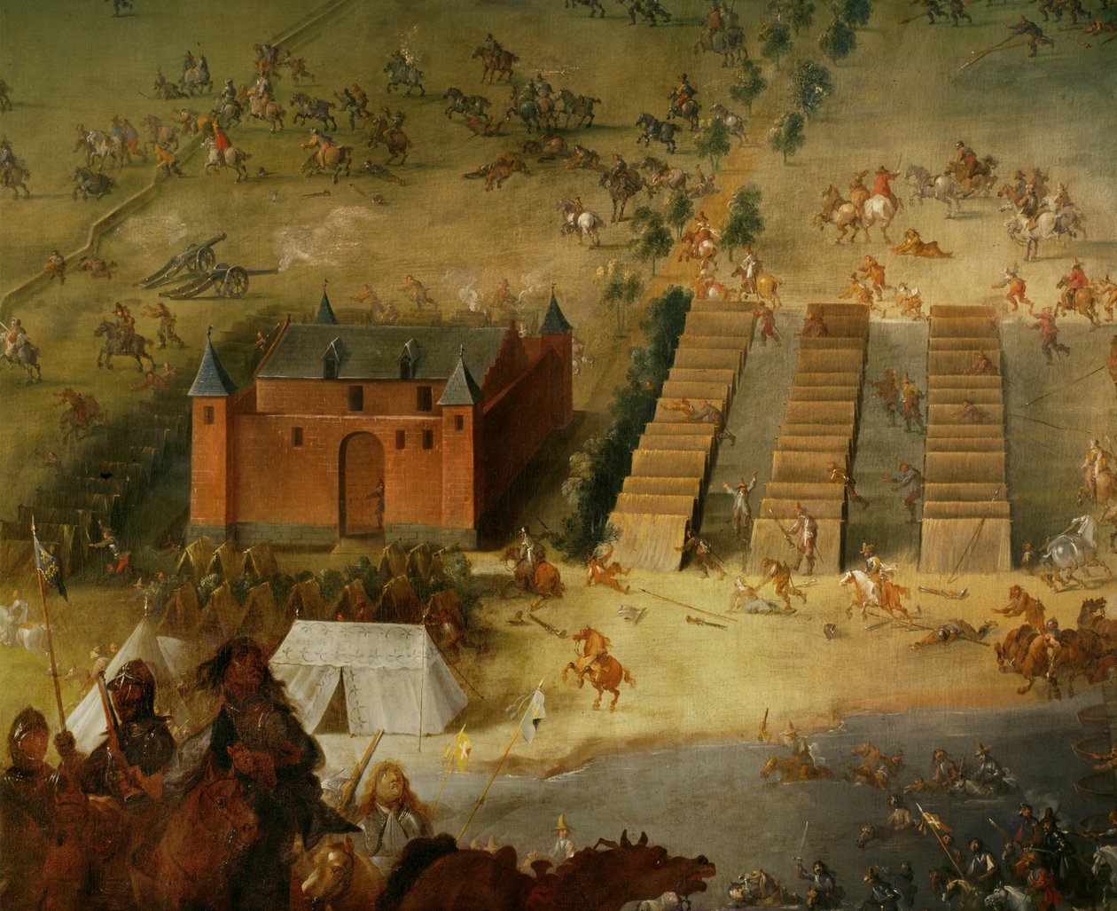 Wojna trzydziestoletnia: bitwa pod Diedenhofen w 1639 r., w której generał Ligi hrabia Piccolomini pokonał francuskie oddziały ... autorstwa Peeter Snayers