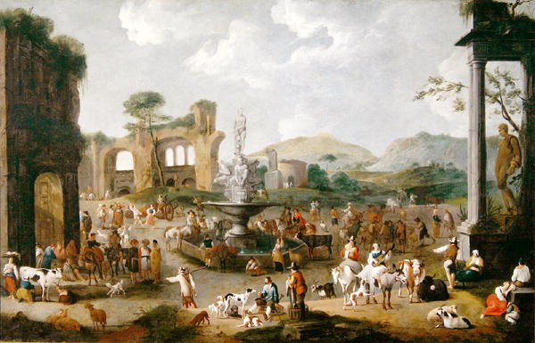 Targ we Włoszech (olej na płótnie) autorstwa Peeter van Bredael