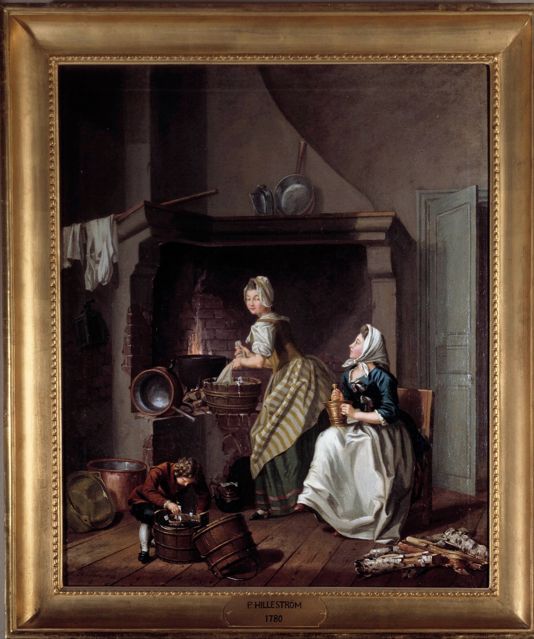 Kobiety w kuchni Obraz Per Hillestrom (1732-1816) 1780 Stockhilm, Muzeum Narodowe autorstwa Pehr Hilleström