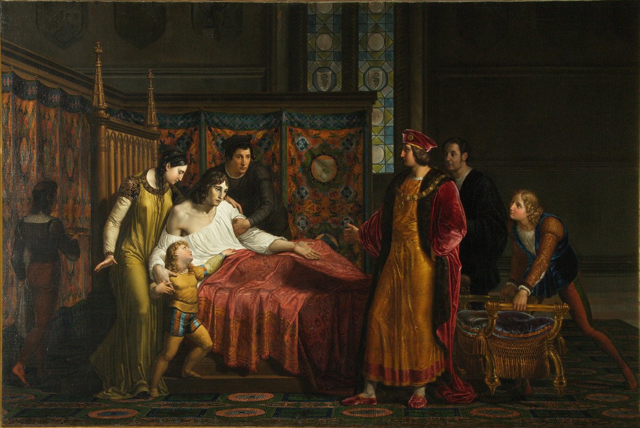 Karol VIII odwiedza Gian Galeazzo Sforza w Pawii w latach 1494, 1816-1818 autorstwa Pelagio Palagi