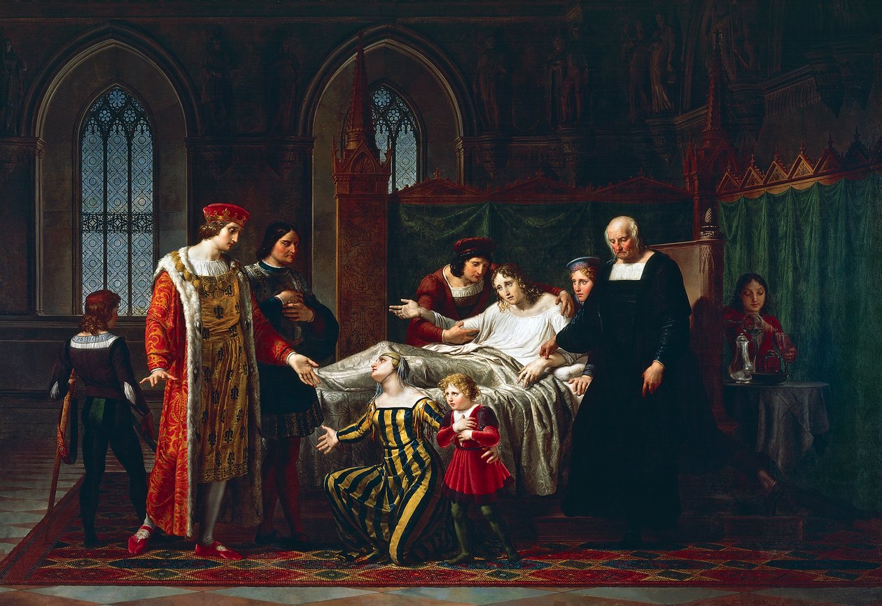 Spotkanie Karola VIII z umierającym Gian Galeazzo Sforza w Pawii autorstwa Pelagio Palagi