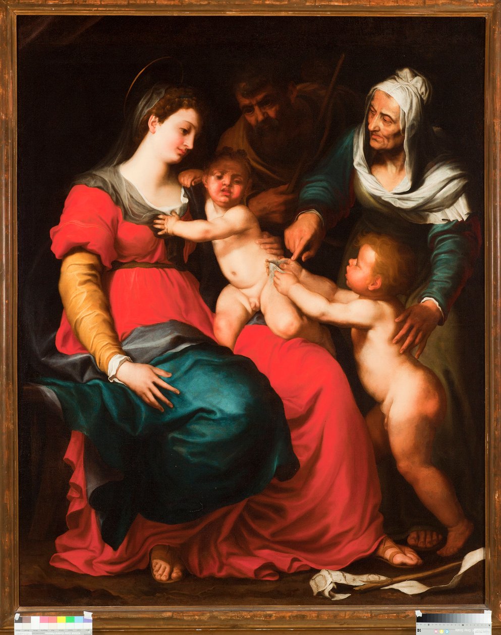 Święta rodzina z motylem oraz ze św. Elżbietą i św. Janem Chrzcicielem Obraz Pellegro Piola (1617-1640) autorstwa Pellegrino Piola