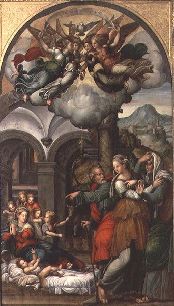 Szopka z dwiema położnymi autorstwa Pellegrino (c.1460 1523) Aretusi