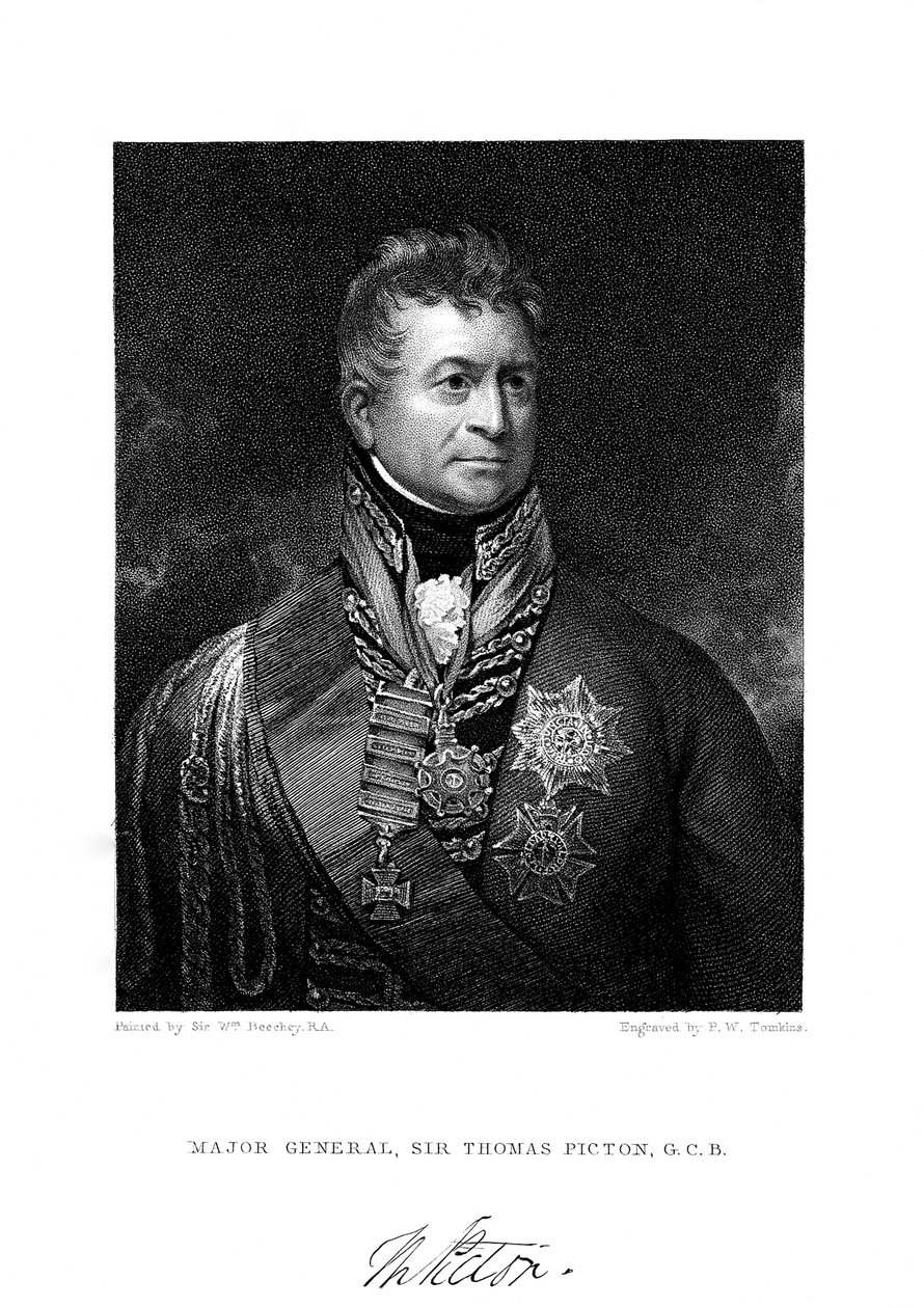 Sir Thomas Picton, brytyjski żołnierz, XIX wiek. autorstwa Peltro William Tomkins