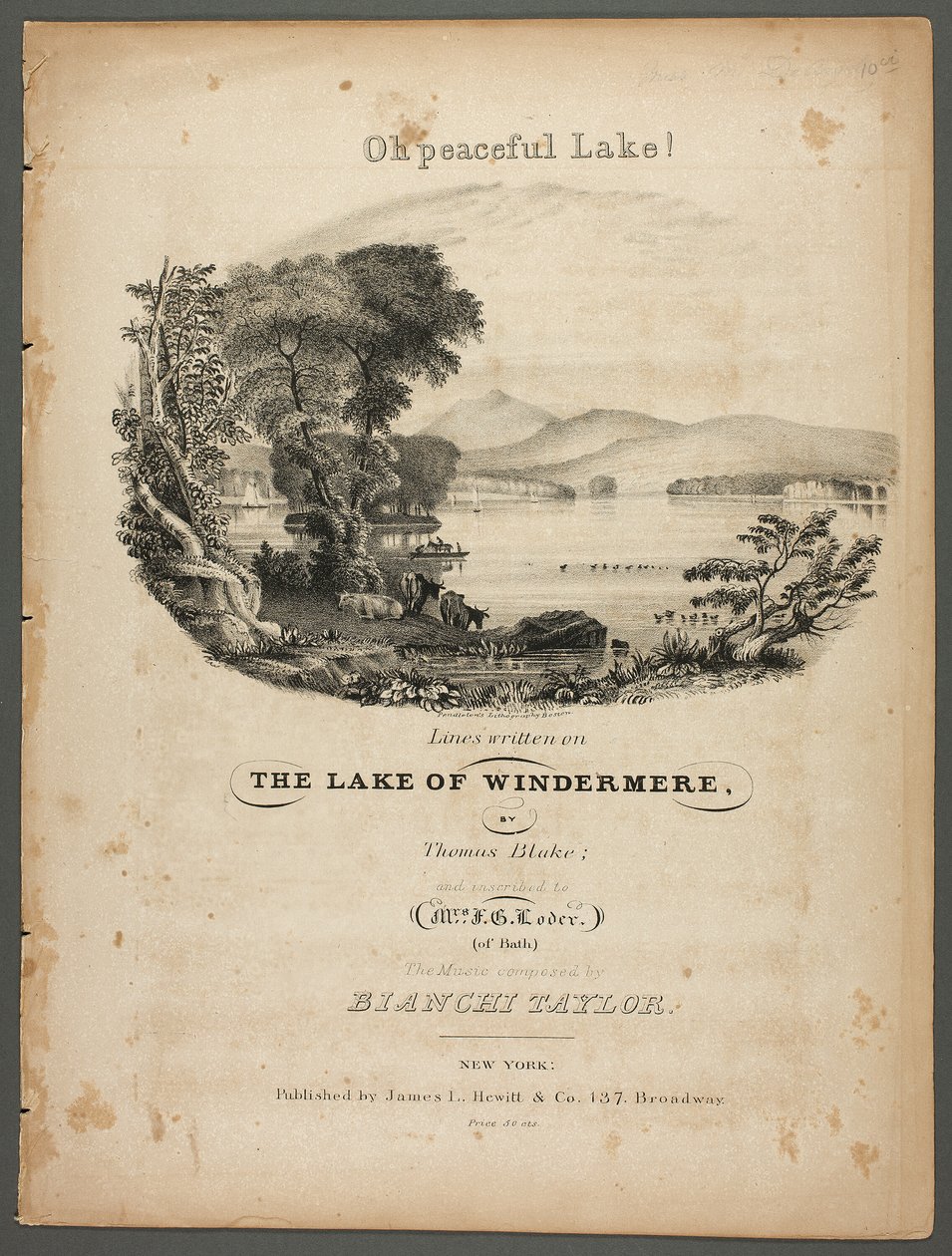 O spokojne jezioro! Wiersze napisane nad jeziorem Windermere autorstwa Pendleton