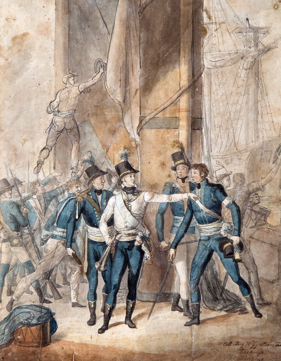Książę szwedzki Karol XIII w bitwie pod Hogland 17 lipca 1788 par Per Krafft Młodszy (1777-1863) - Akwarela na papierze, 35x28 cm - Kolekcja prywatna autorstwa Per  Krafft
