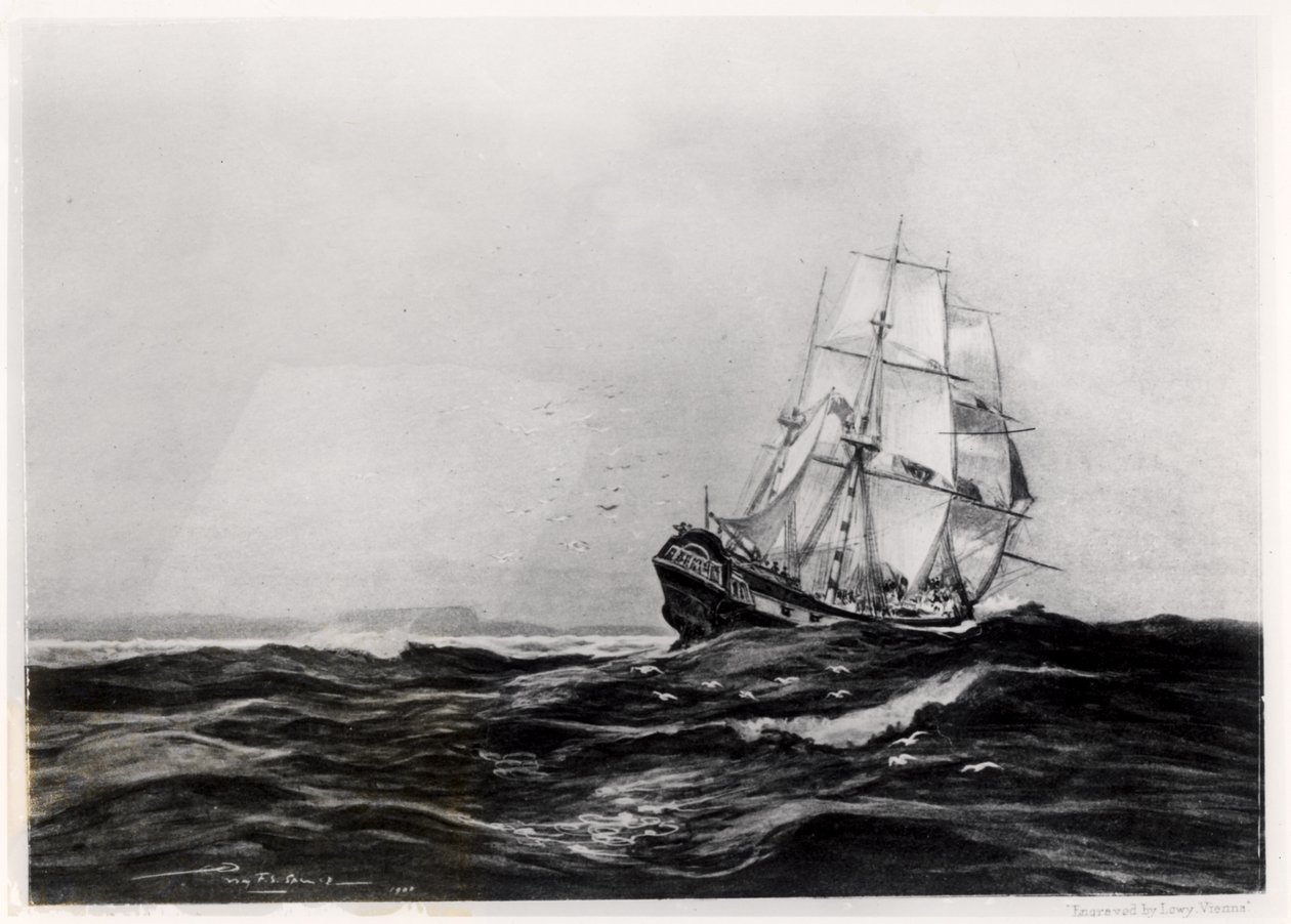 The Endeavour at Sea, 1900, grawerowane przez Lowy autorstwa Percy F.S. Spence