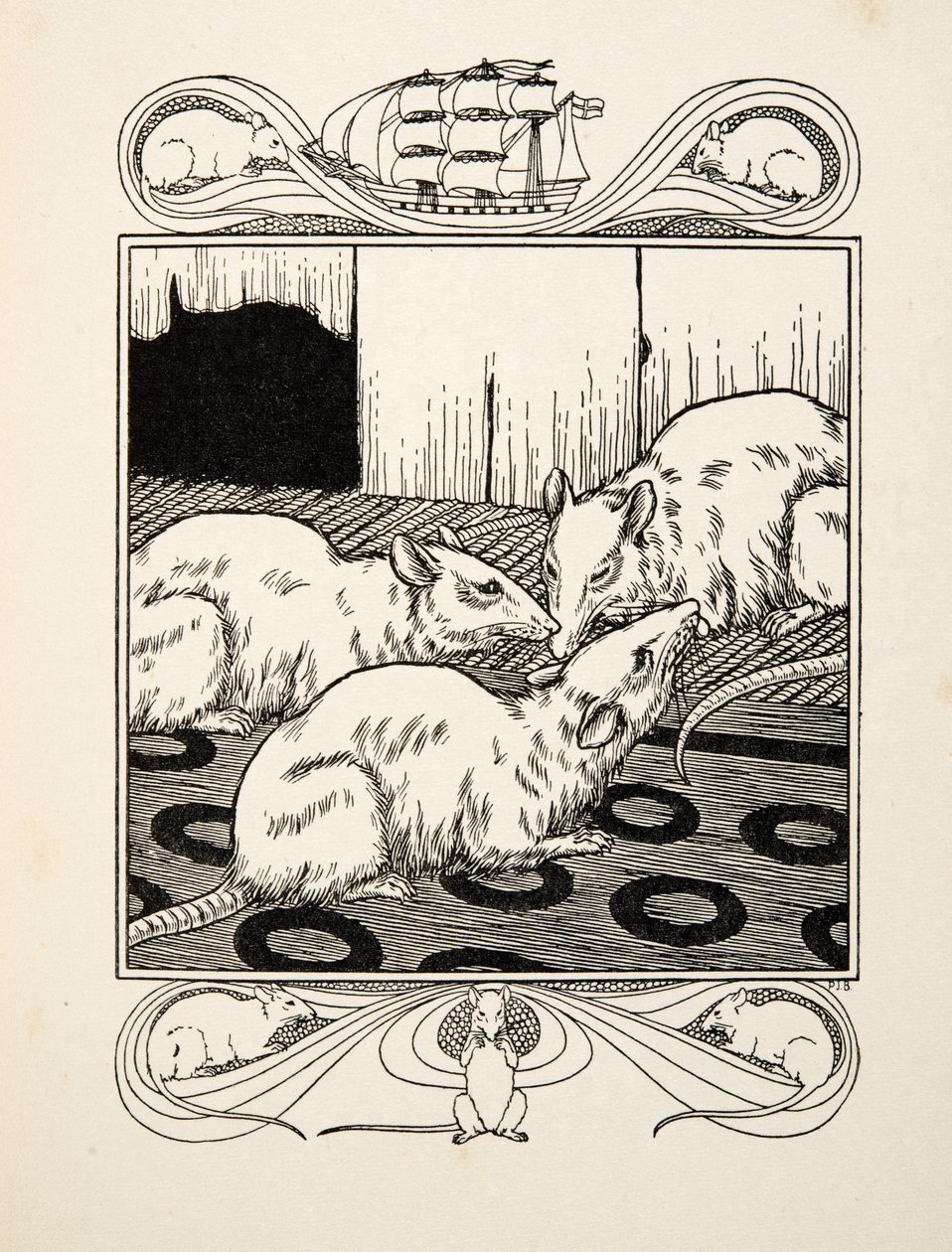Obowiązek synowski, ze Sto anegdot zwierząt, wyd. 1924 (grawerowanie) autorstwa Percy J. Billingshurst