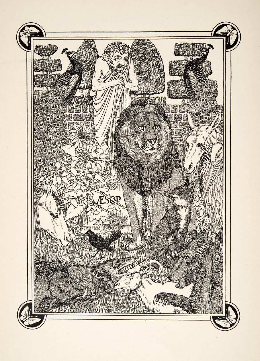 Frontyspis, z Stu bajek Ezopa, wyd. 1903 autorstwa Percy J. Billingshurst