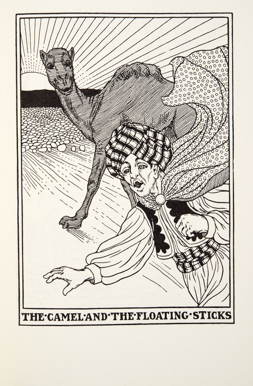 The Camel and the Floating Sticks, z Fontaine Fables, wyd. 1905 autorstwa Percy J. Billingshurst