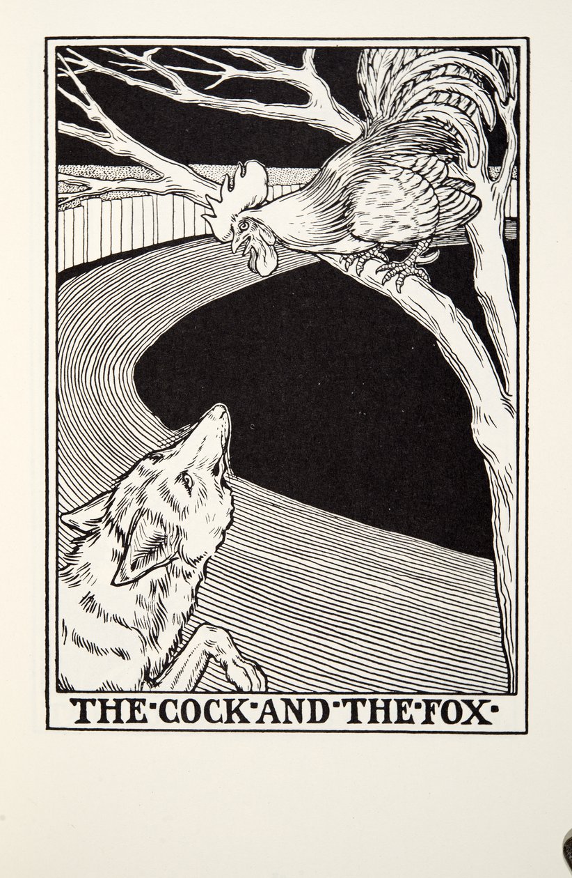 Kogut i lis, z Fontaine Fables, wyd. 1905 autorstwa Percy J. Billingshurst