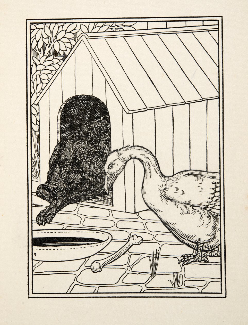 Pies i gęś, z książki Sto anegdot o zwierzętach, wyd. 1924 autorstwa Percy J. Billingshurst