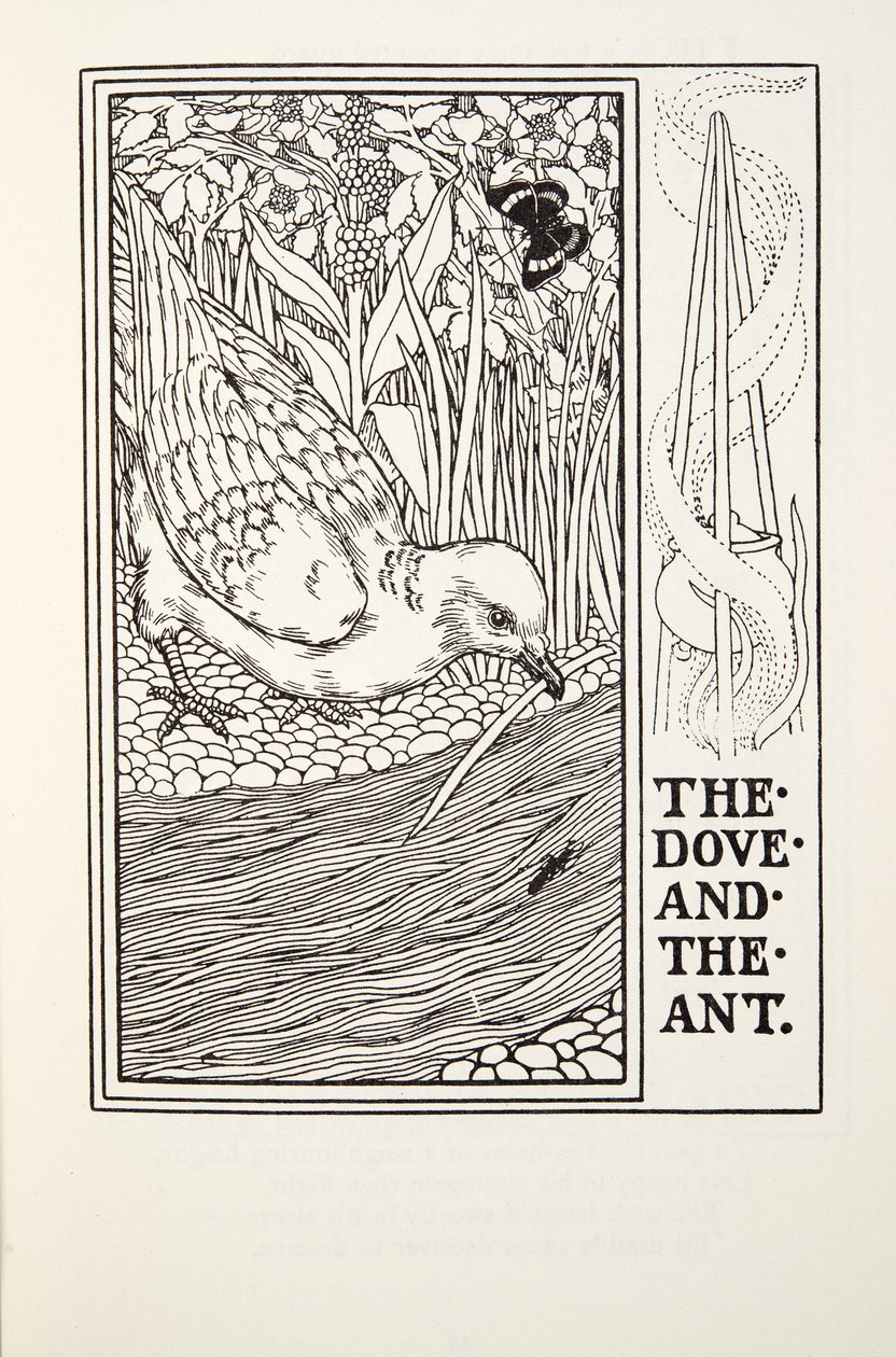 Gołąb i mrówka, z Fontaine Fables, wyd. 1905 autorstwa Percy J. Billingshurst
