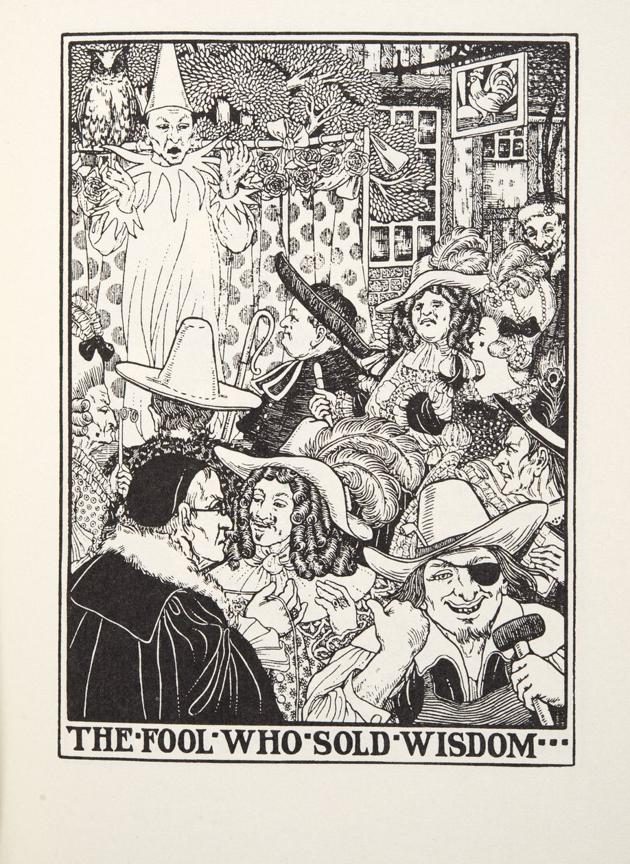 Głupiec, który sprzedał mądrość, z Fontaine Fables, wyd. 1905 (grawerowanie) autorstwa Percy J. Billingshurst