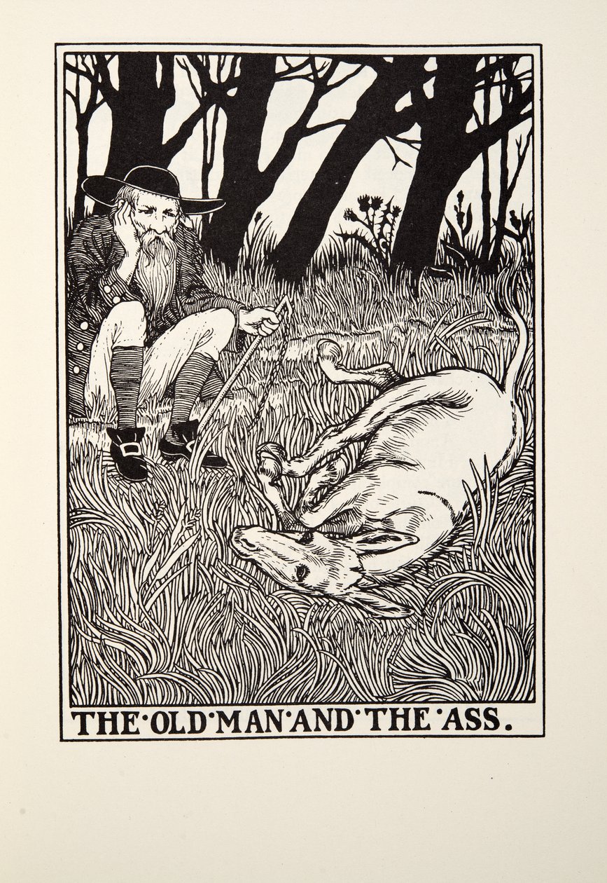 The Old Man and the Ass, z Fontaine Fables, wyd. 1905 autorstwa Percy J. Billingshurst