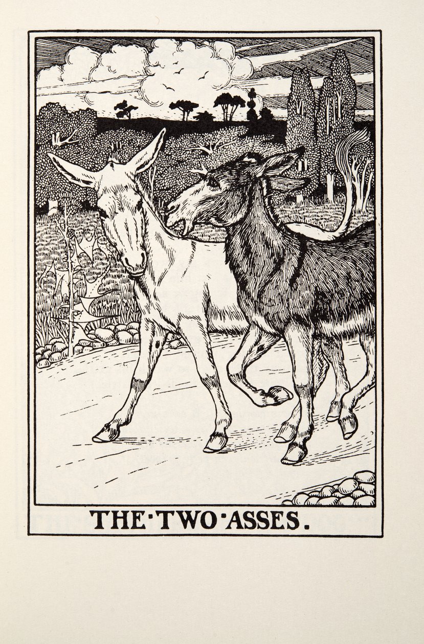 The Two Asses, z Fontaine Fables, wyd. 1905 autorstwa Percy J. Billingshurst