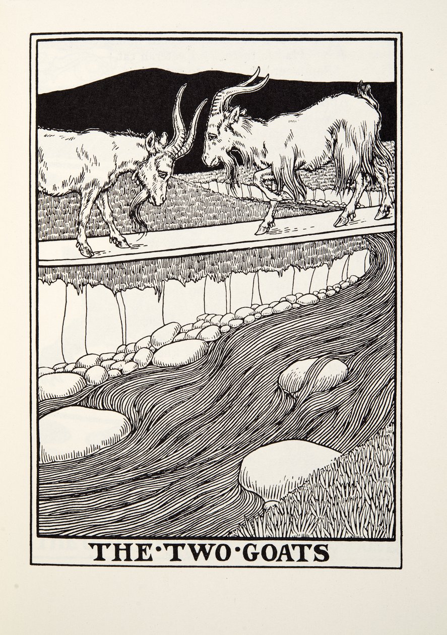 Dwie Kozy, z Fontaine Fables, wyd. 1905 autorstwa Percy J. Billingshurst