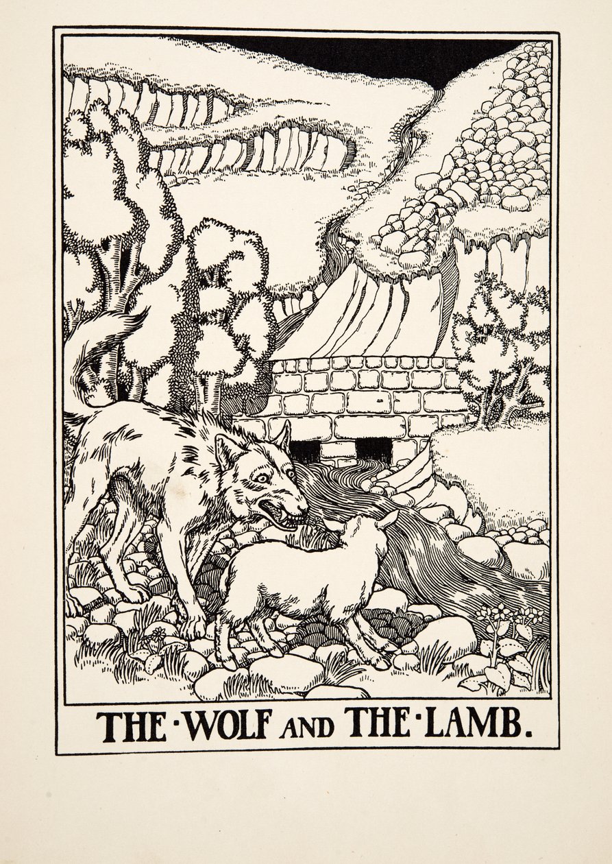 Wilk i Baranek, ze Sto bajek Ezopa, wyd. 1903 autorstwa Percy J. Billingshurst