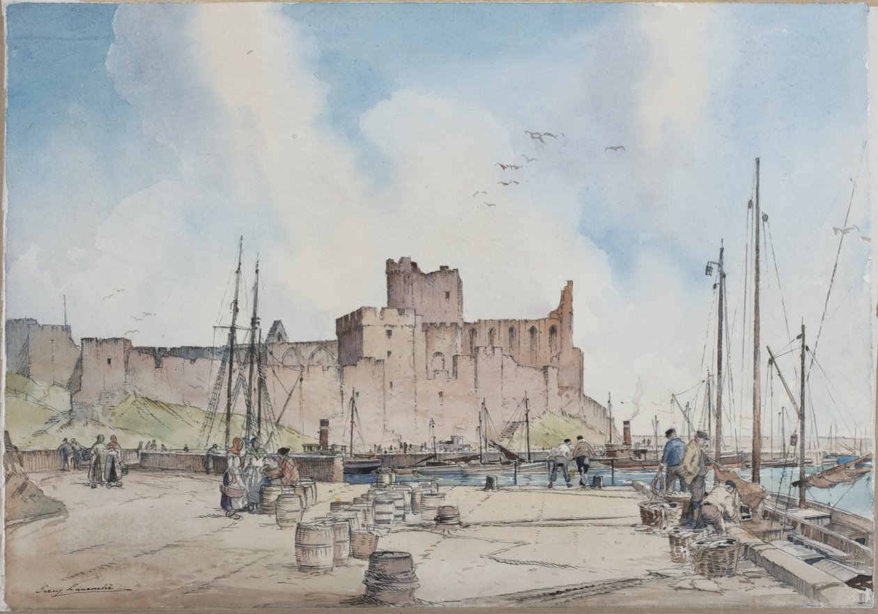 Zamek Peel, Wyspa Man (ołówek i akwarela na papierze) autorstwa Percy Lancaster