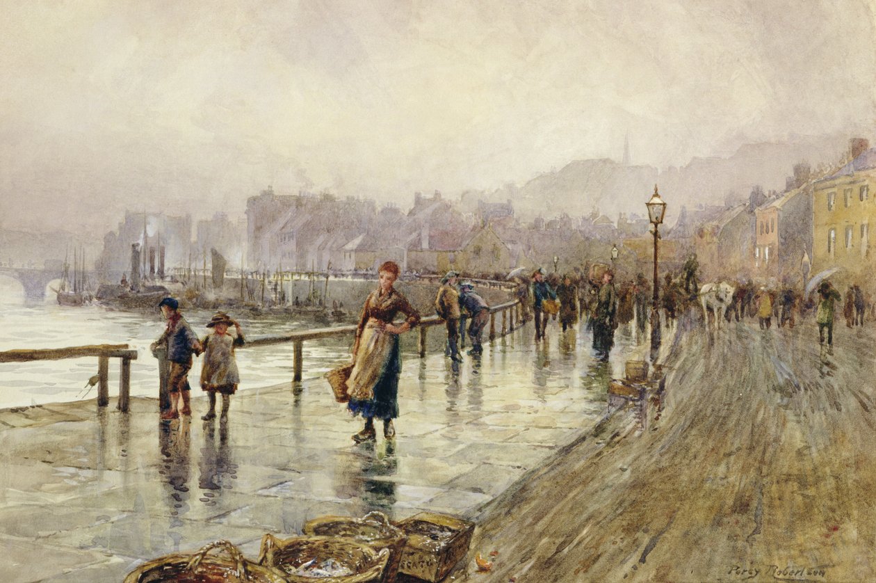 Mokry dzień w Whitby (akwarela na papierze) autorstwa Percy Robertson