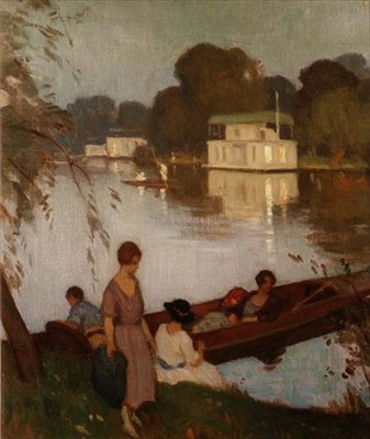 Nad Tamizą, ok. 1925 (olej na płótnie) autorstwa Percy William Gibbs