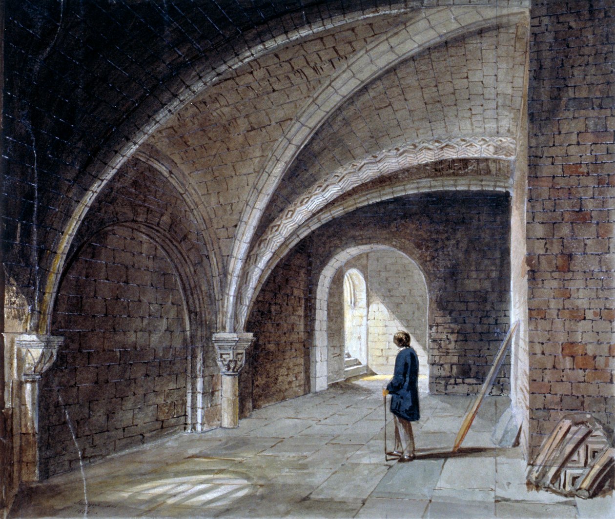 Krypta pod kościołem św. Jakuba w murze, Wood Street Square, City of London, 1855. autorstwa Percy William Justyne
