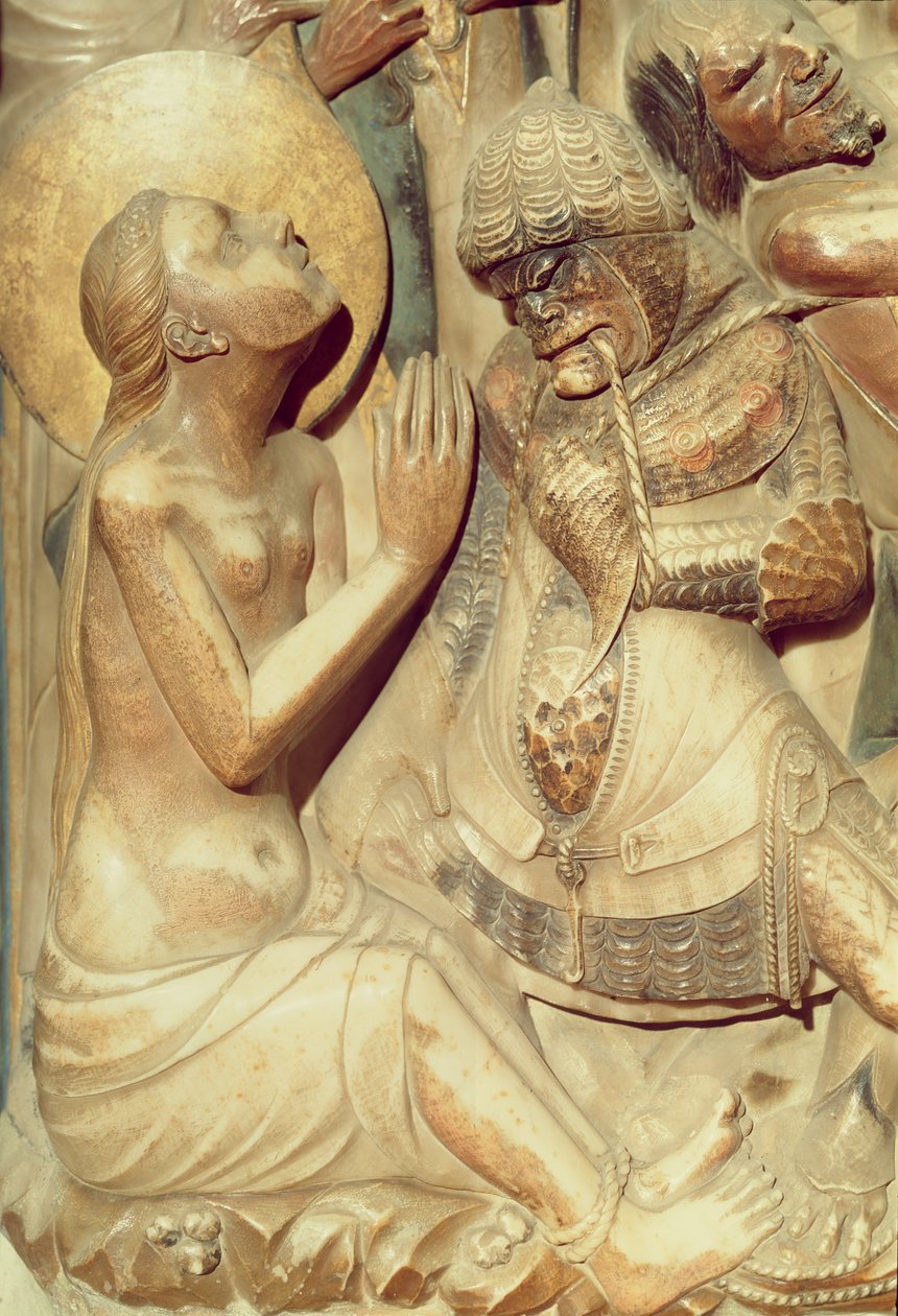 Męczeństwo św. Tekli, detal z Ołtarza Głównego (alabaster) autorstwa Pere Johan