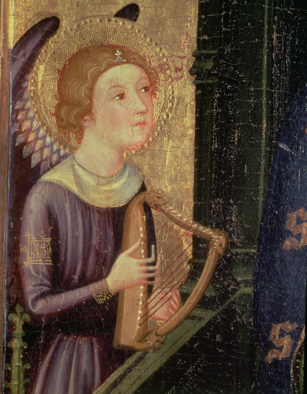 Anioł grający na harfie (fragment z Ołtarza Matki Boskiej z Aballa Conca) autorstwa Pere Serra
