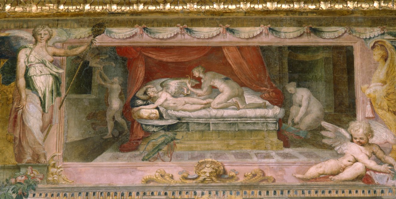 Fryz na suficie w sali Kupidyna i Psyche, ok. 1530 r. autorstwa Perino del Vaga