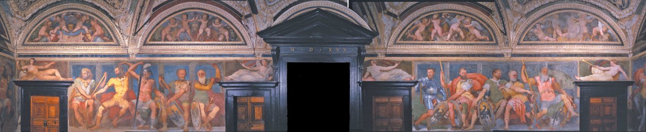 Loggia Bohaterów. Szczegół. Villa del Principe, ok. 1530 autorstwa Perino del Vaga