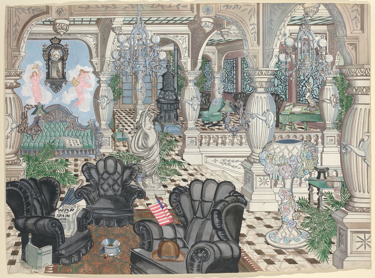 Klub mężczyzn w Foyer, 1880-1910 autorstwa Perkins Harnly