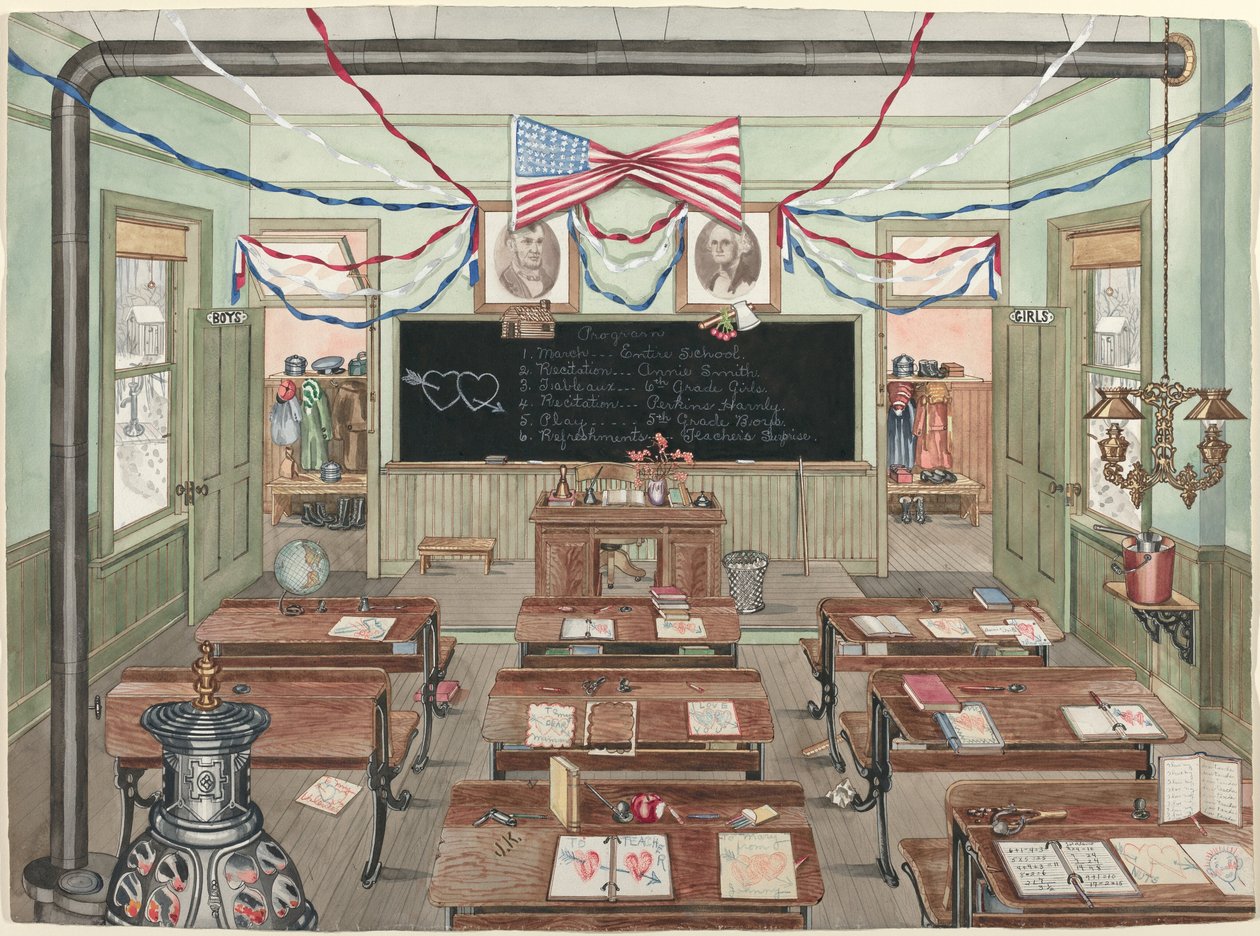 Pokój Szkoły Wiejskiej, 1900, 19351942. autorstwa Perkins Harnly