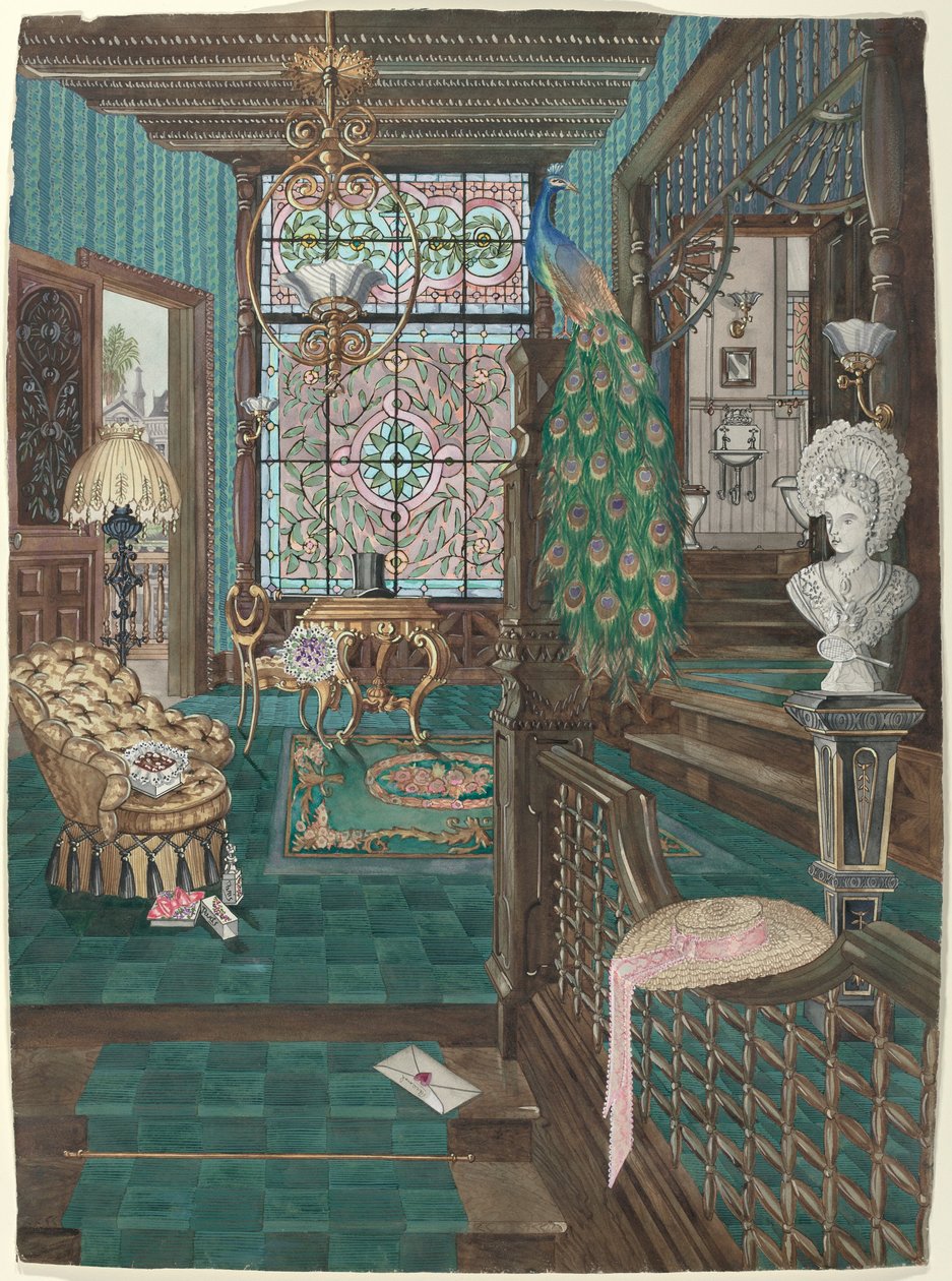 Podest schodowy i hol na drugim piętrze, 1935-1942. autorstwa Perkins Harnly