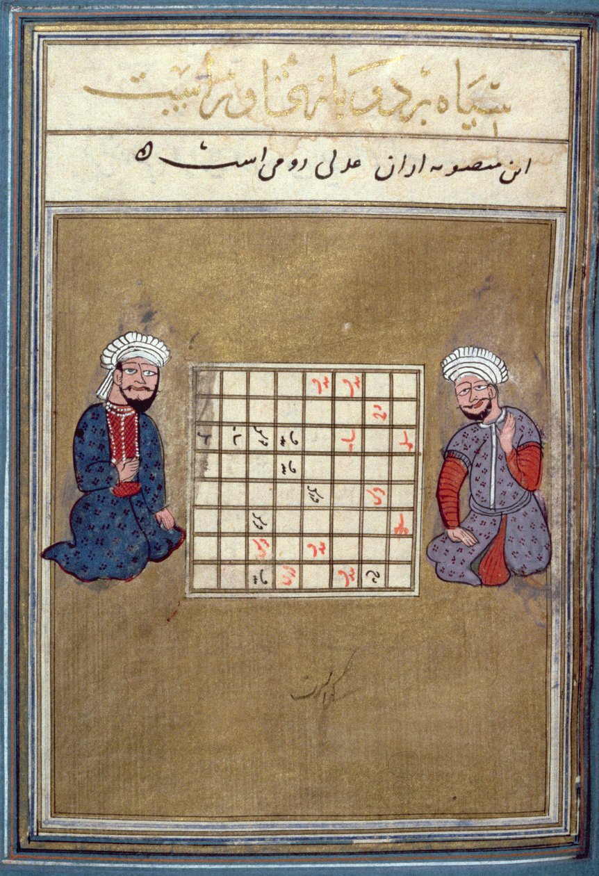 Szachiści, strona z traktatu o szachach, wczesny Safawid, druga połowa XVI w. autorstwa Persian School