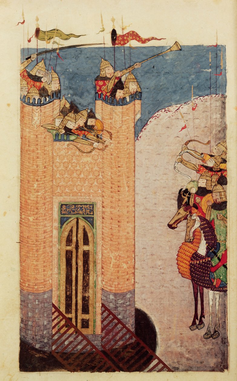 Ms 7926 206 f.149 Mongołowie oblegają cytadelę, ok. 1252-60 autorstwa Persian School