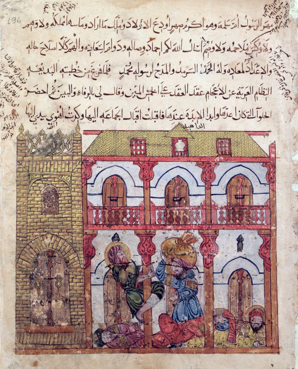 Pani c-23 f.99a, Złodziej zabierający swój łup, z „The Maqamat” (Spotkania) Al-Hariri (1054-1121), c.1240 (gwasz na welinie) autorstwa Persian School