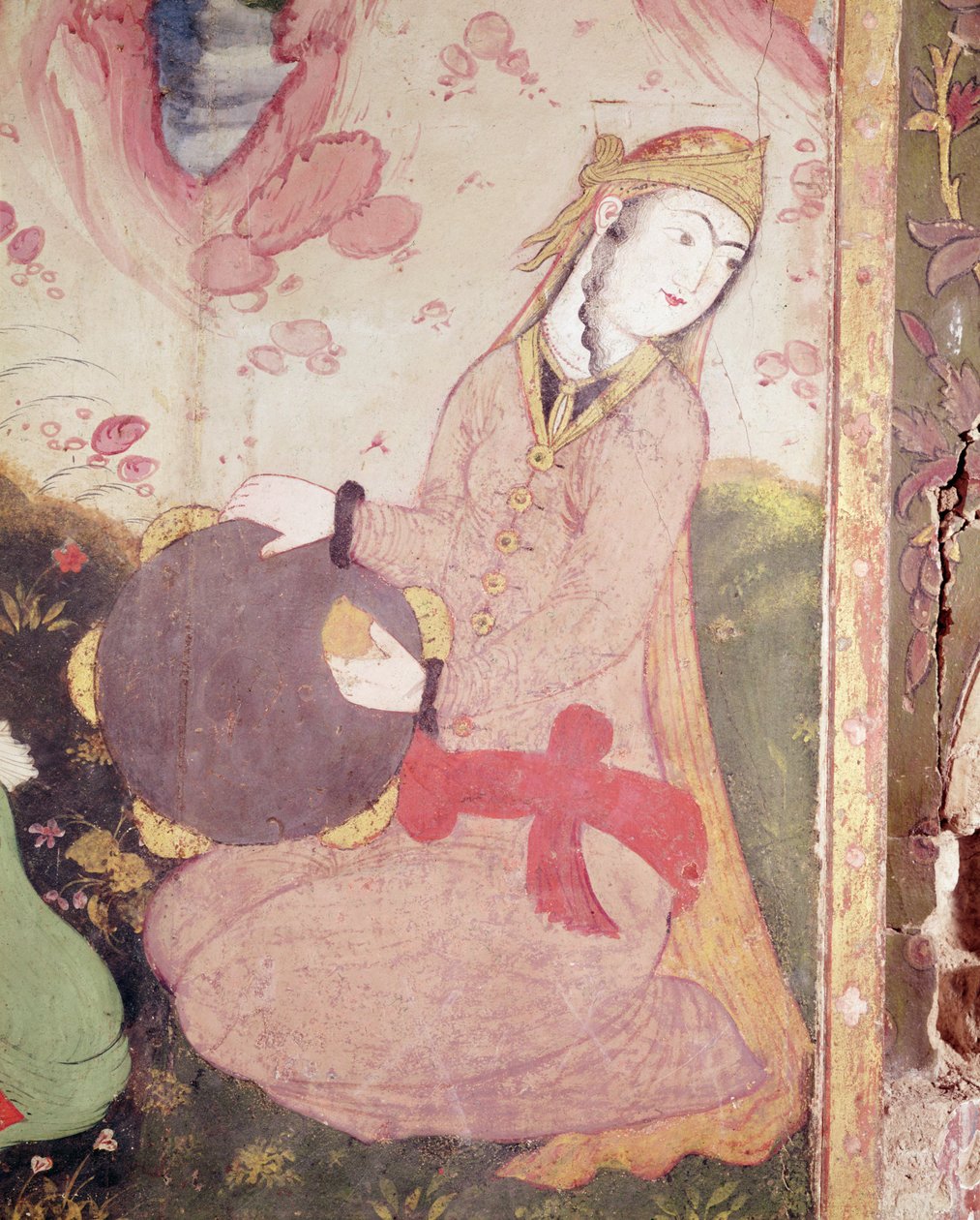 Muzyk z Dworu Szacha Abbasa, 1585-1627 (szczegół) autorstwa Persian School