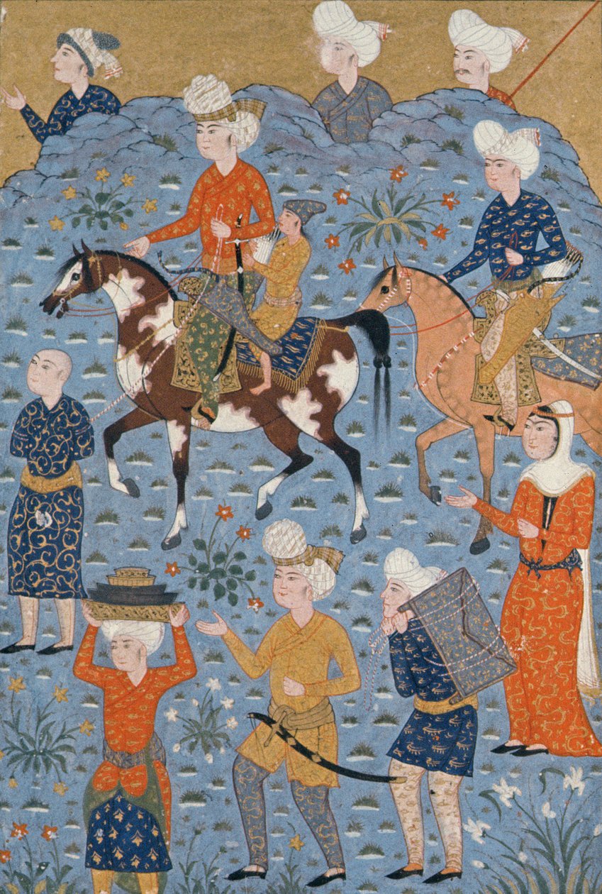 Powrót z nalotu, Shiraz, ok. 1600 autorstwa Persian School